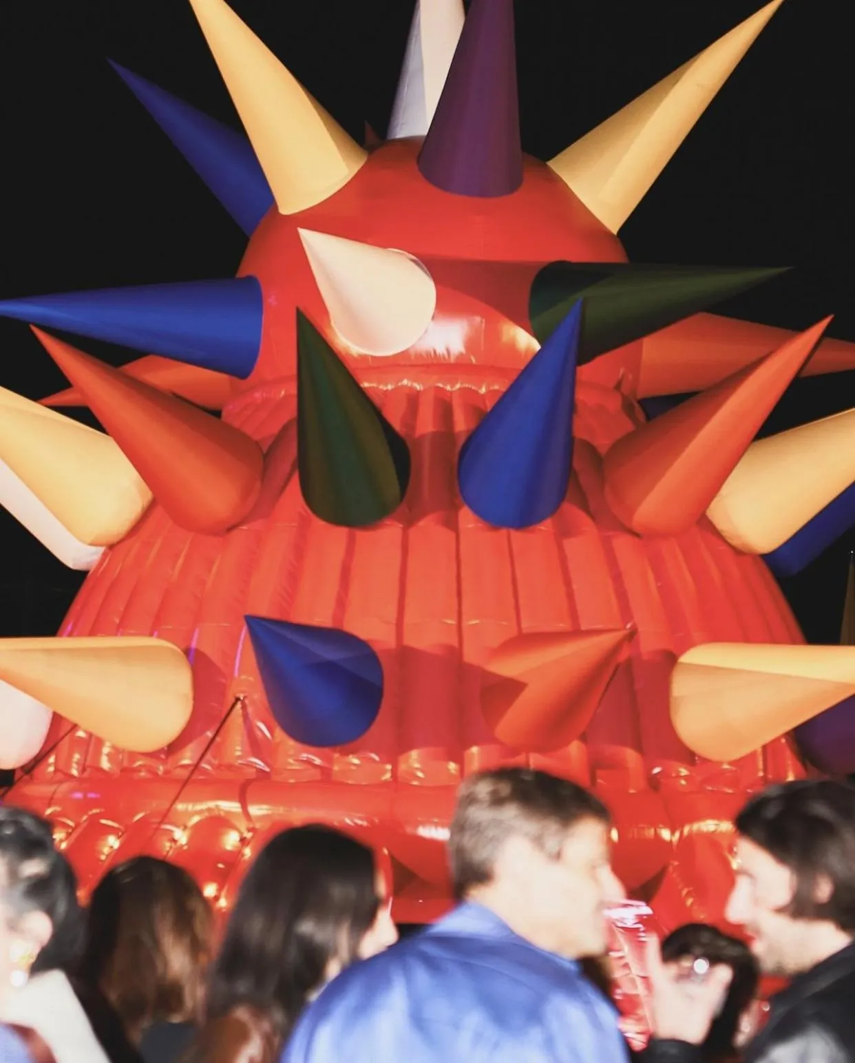 Spiky multicolored inflated sculpture