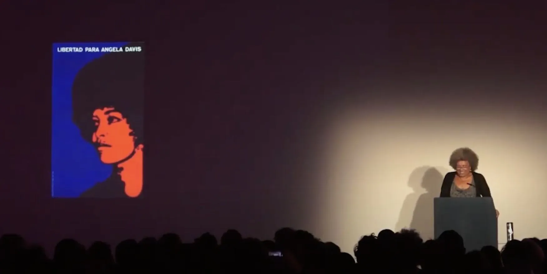 Angela Davis speaking at conference